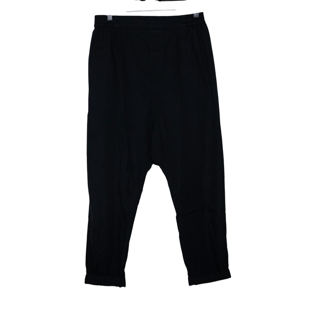 Kowtow Trestle Pant Black Cuffed Drop Crotch Harem 100% Organic Cotton SZ S